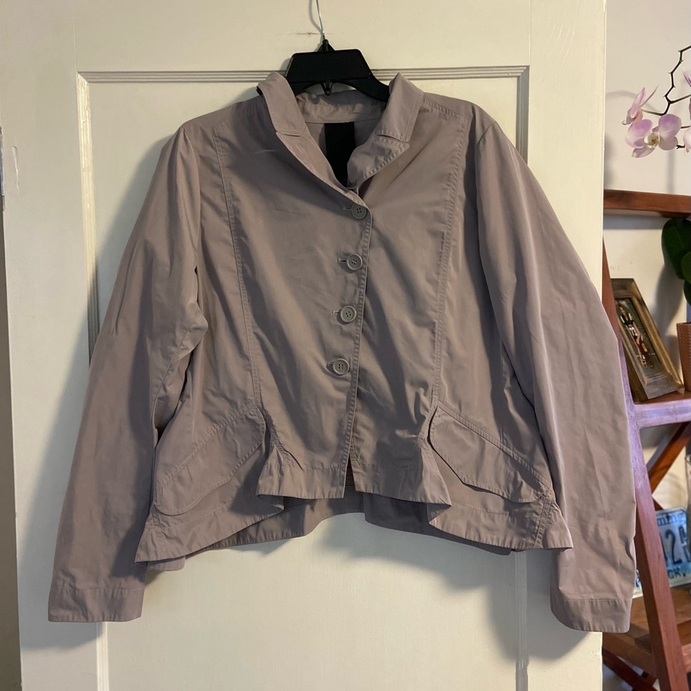 RUNDHOLZ Grey Avant-Garde Lagenlook Lightweight Basic Cropped Coat Jacket Sz S